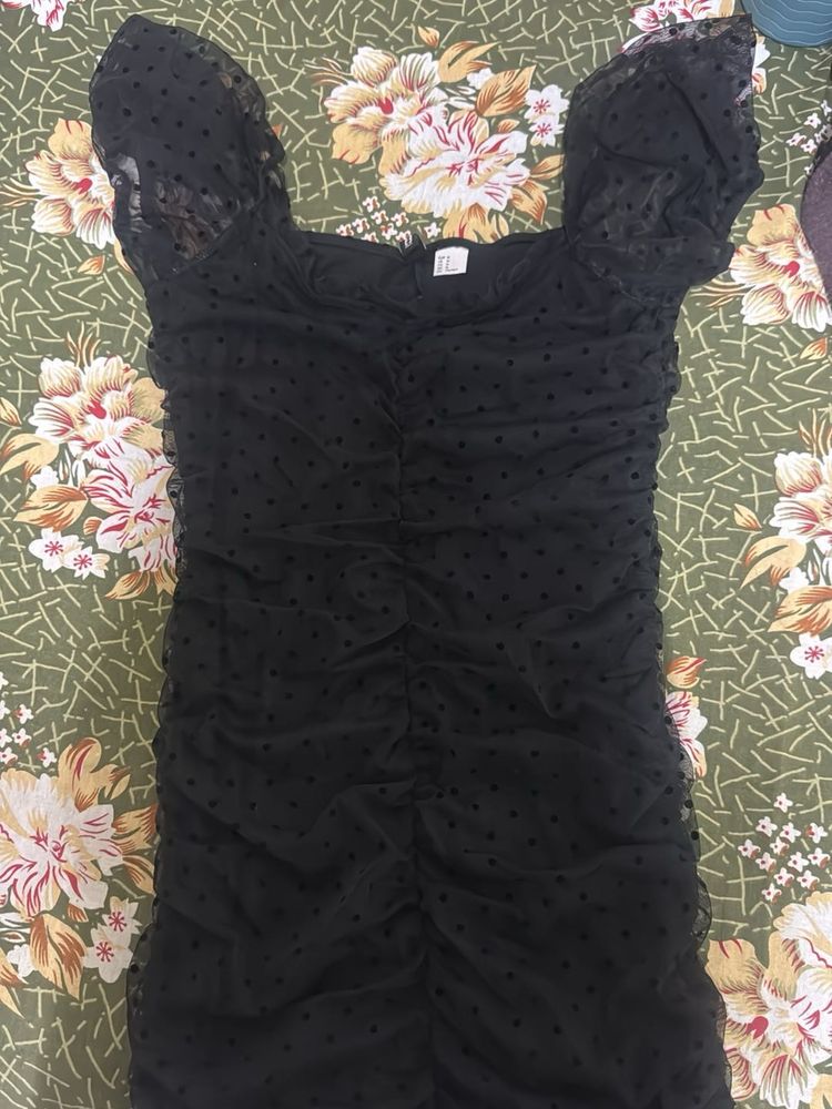 Black Polka Dot Bodycon Dress