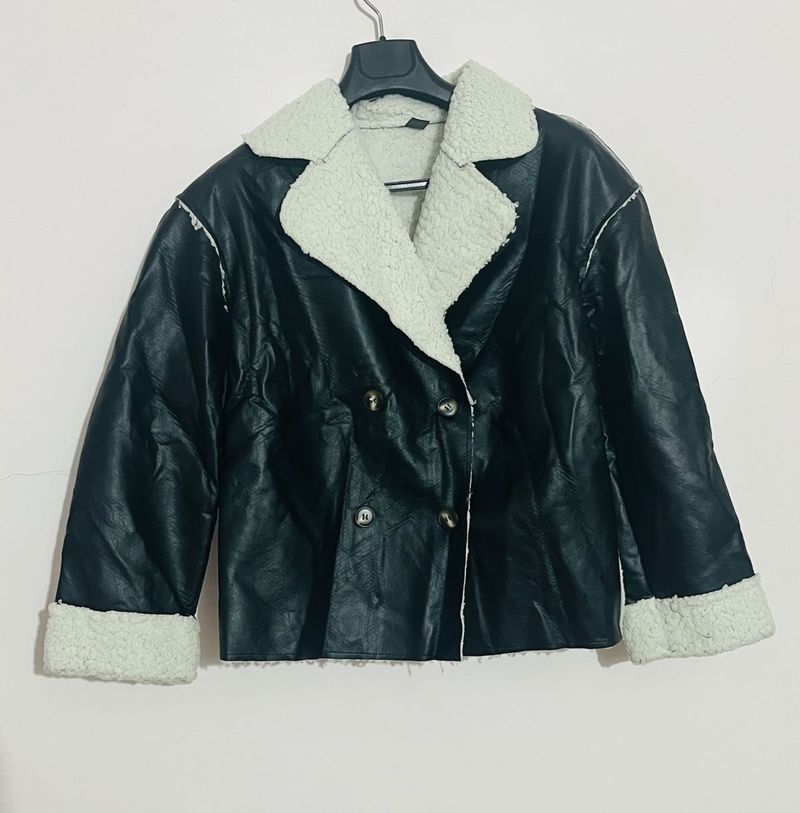 branded blck leather jacket for girls