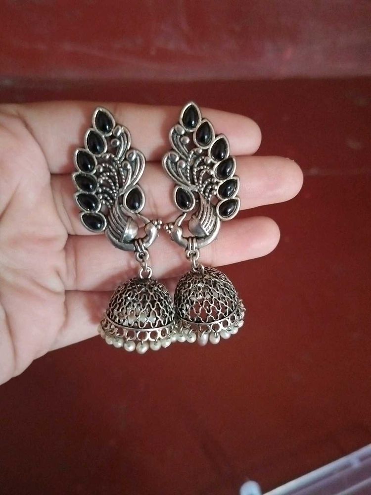 Peacock Jhumka Earrings