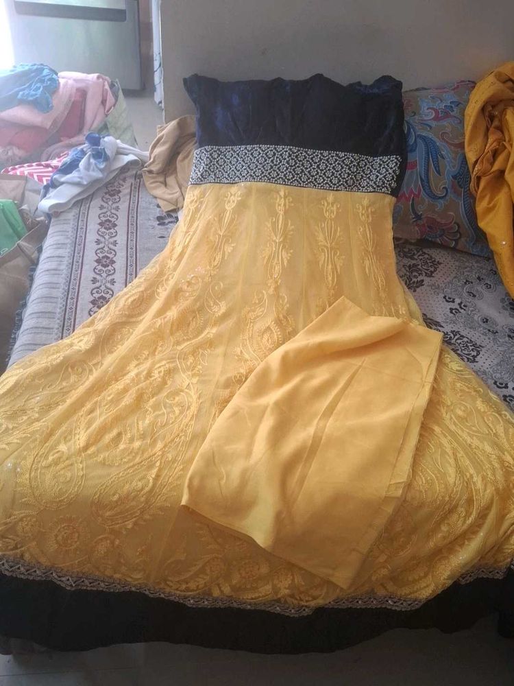 Elegant Yellow Anarkali Dress
