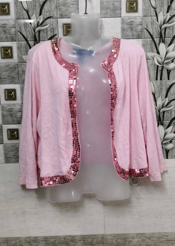 Pink Sequin Embellished Shrug
