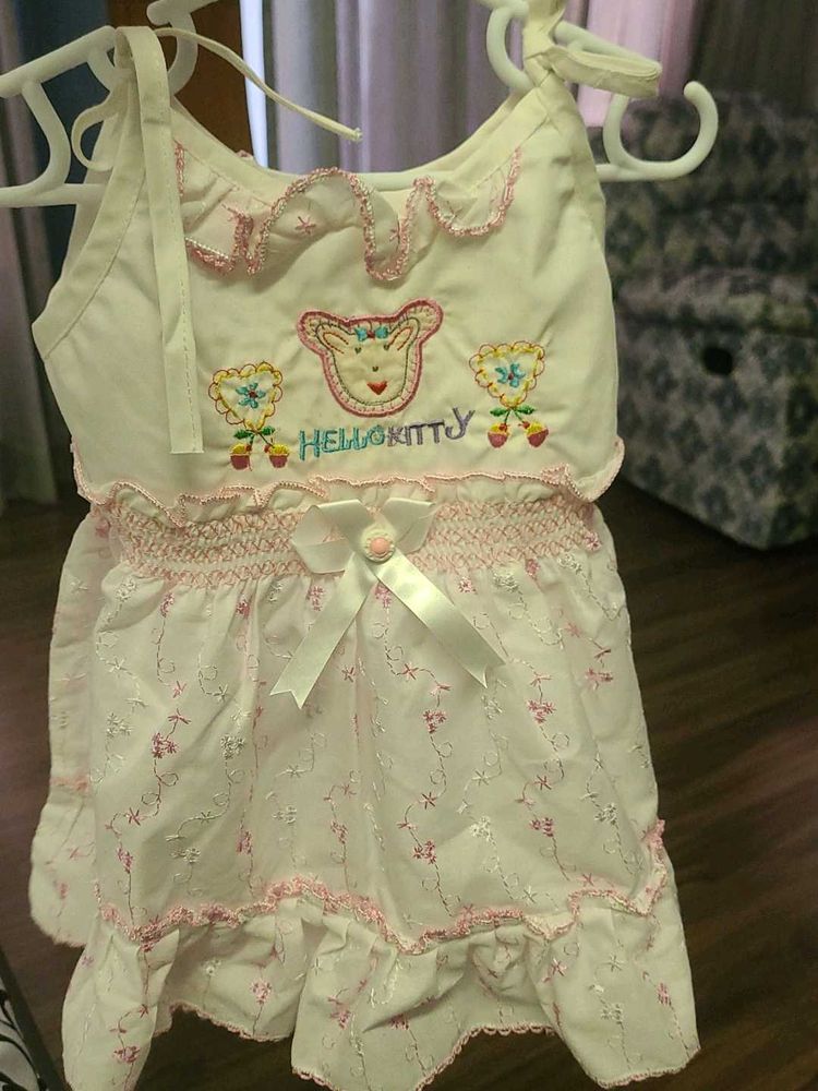 White And Pink Baby Frock
