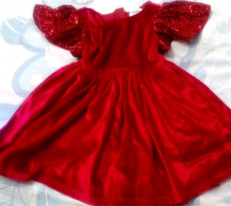 Red Sequin Sleeve Dress