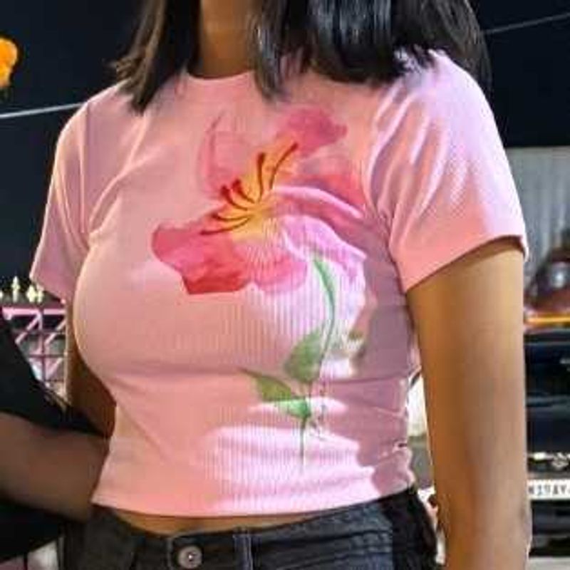 Pink Floral Graphic Tee