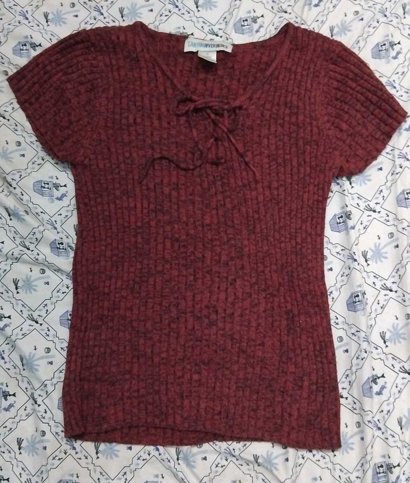 Maroon Knit Top
