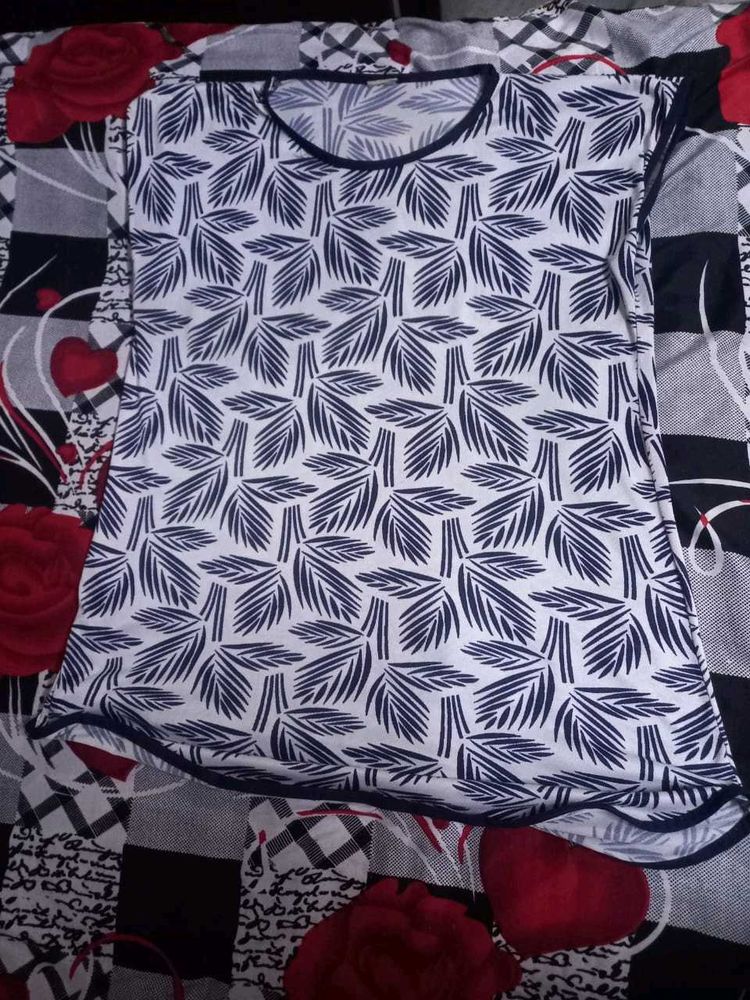 Leaf Print Tunic Top