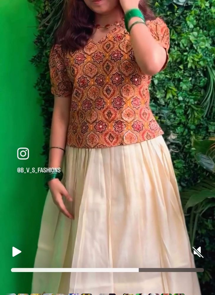 Never Used Ajrakh Print  Skirt &amp; Top Size