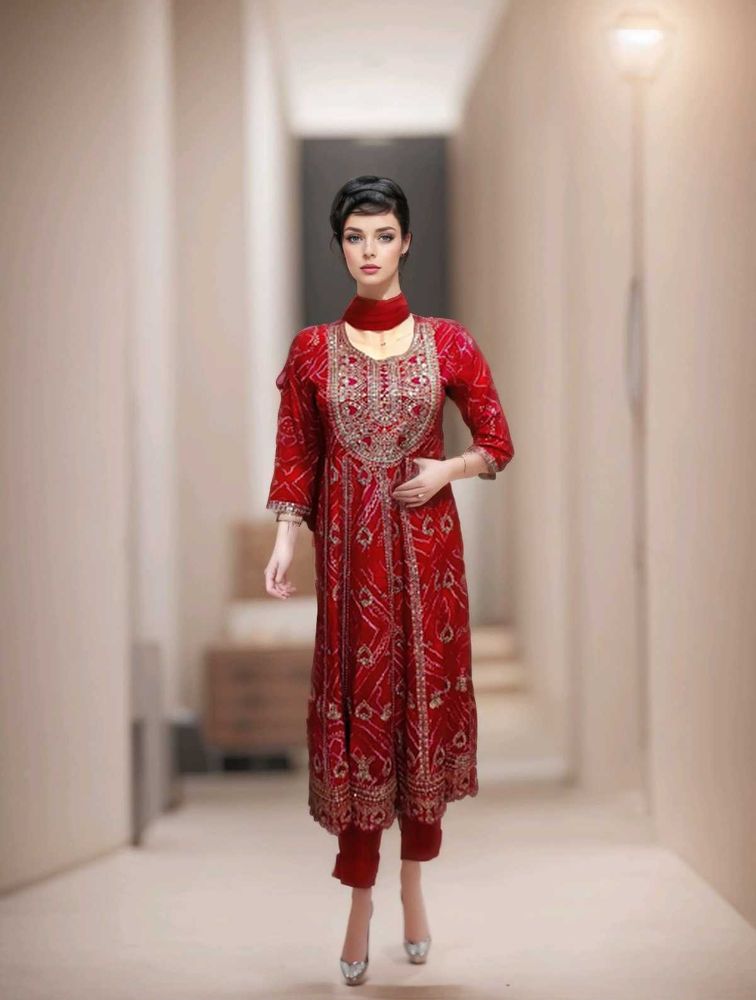 Red Embroidered Salwar Kameez