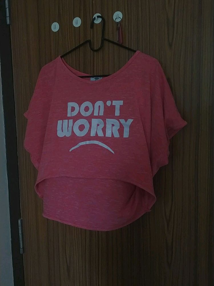 Pink &#39;Don&#39;t Worry&#39; Crop Top