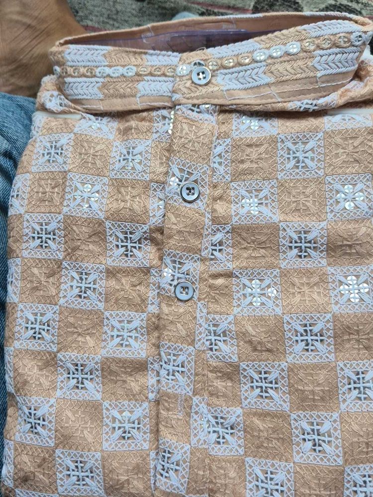Embroidered Checkered Button-Down