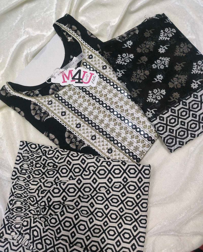 3 Piece Mirror work Kurta Set