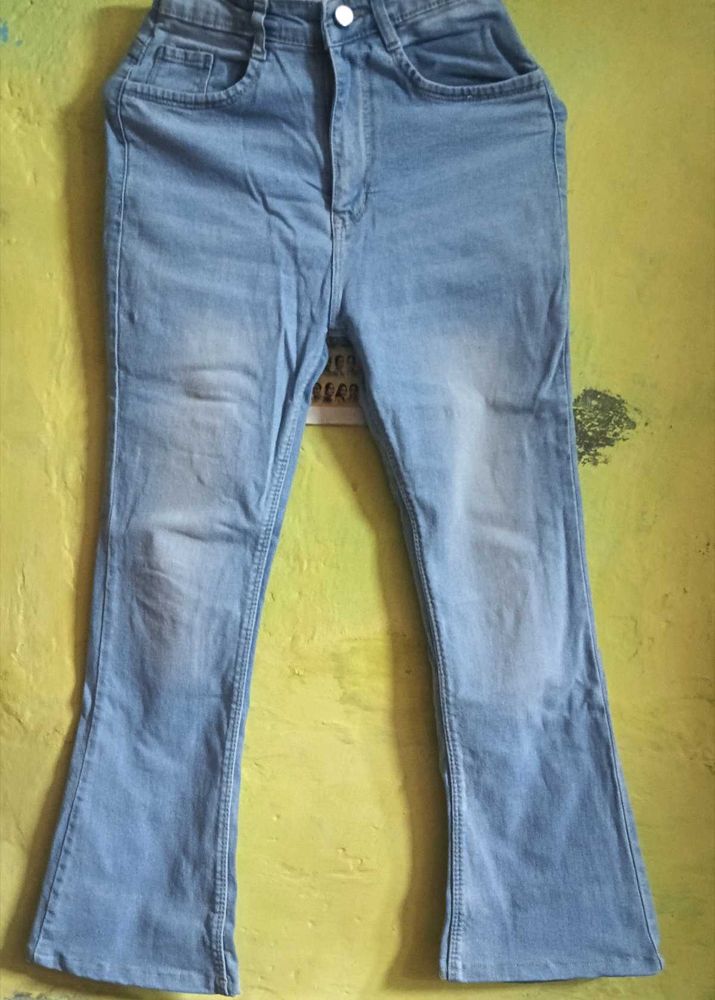 Light Blue Flared Denim Jeans