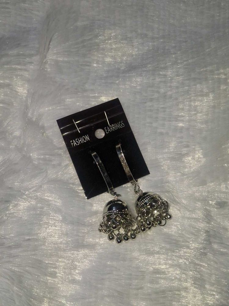 Silver Jhumka Earrings