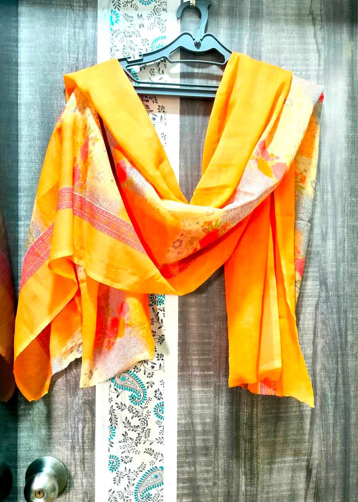 Orange Printed Dupatta