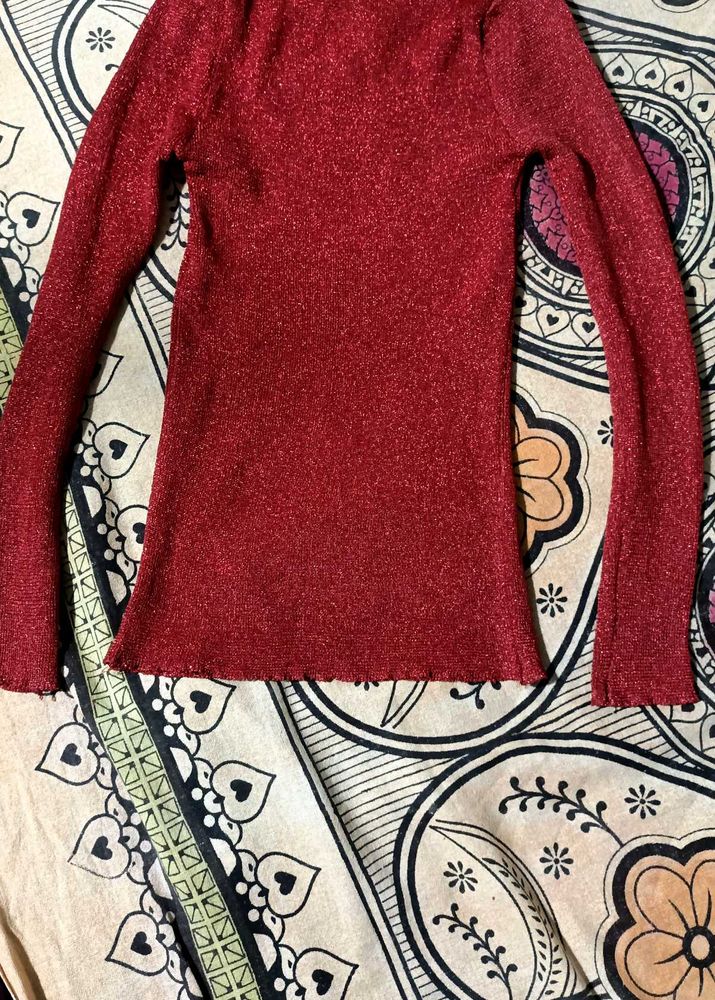 Sparkly Red Long Sleeve Top