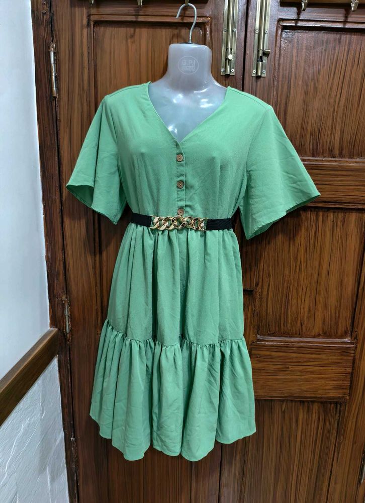 XL Size V-Neck Tiered Dress