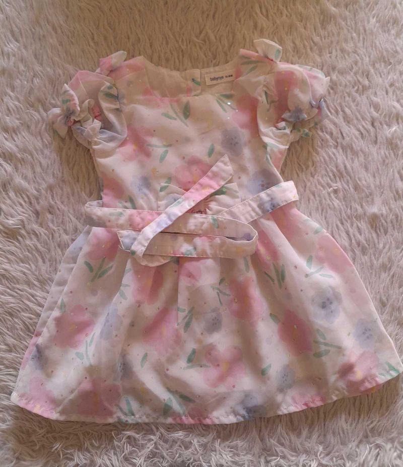 Off White Printed Frock (Girl&#39;s)