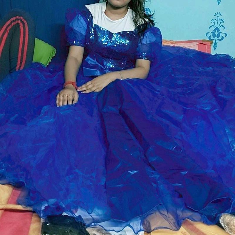 Royal Blue Tulle Gown