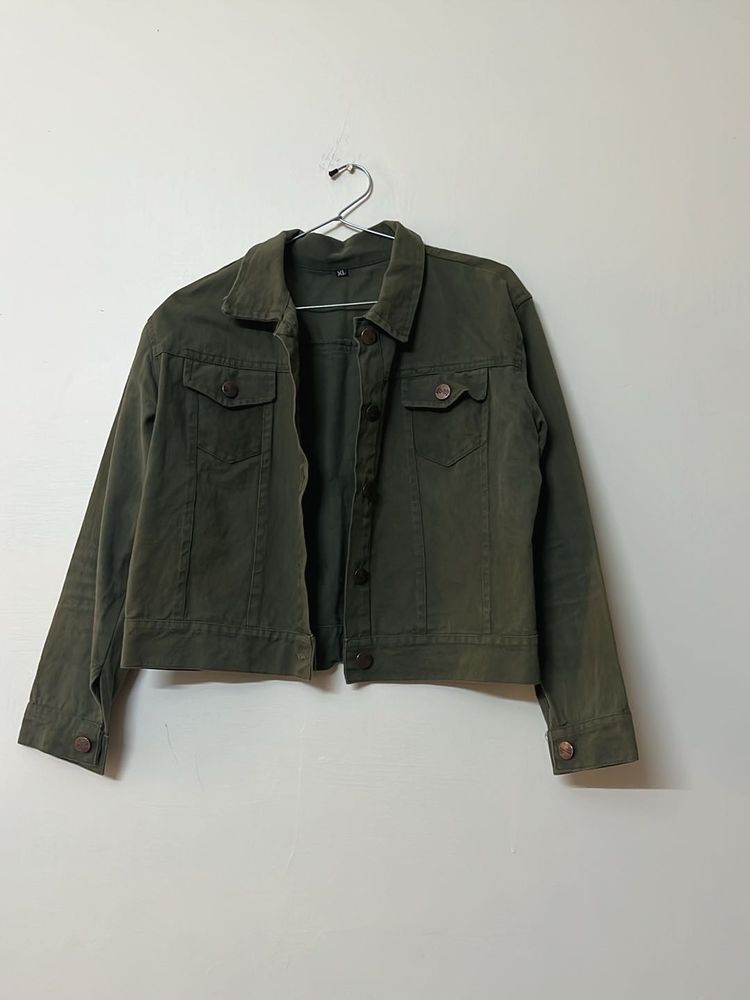 Olive Green Denim Jacket