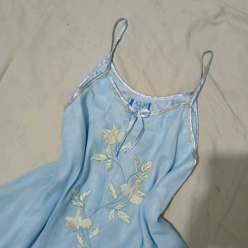 Babydoll Babyblue Coquettecore Satin Top Women