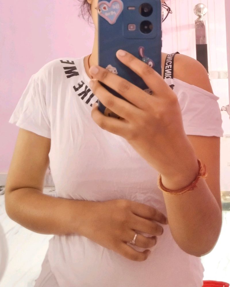 White Off Shoulder Crop Top