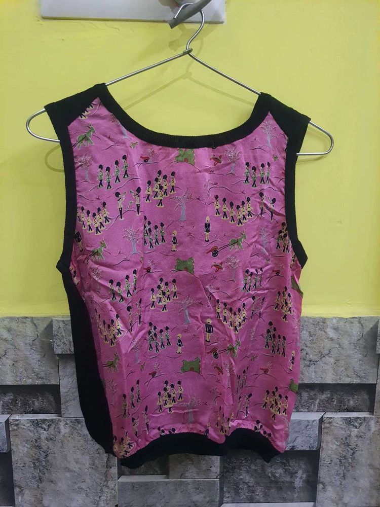 Pink Abstract Print Top