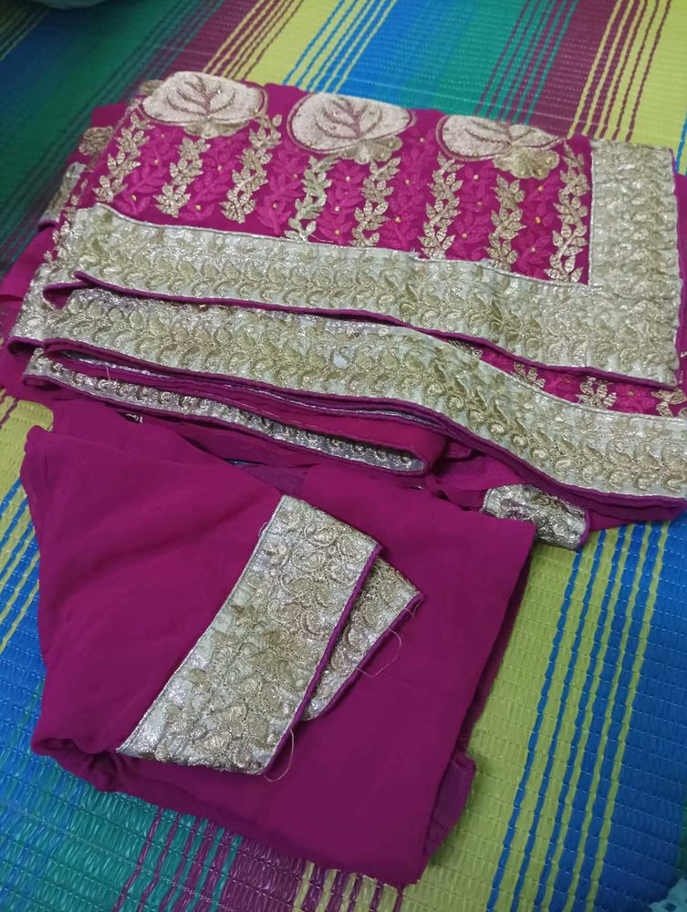 Elegant Pink Embroidered Saree
