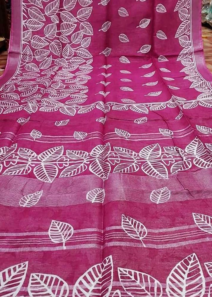 New Pink Linen Saree