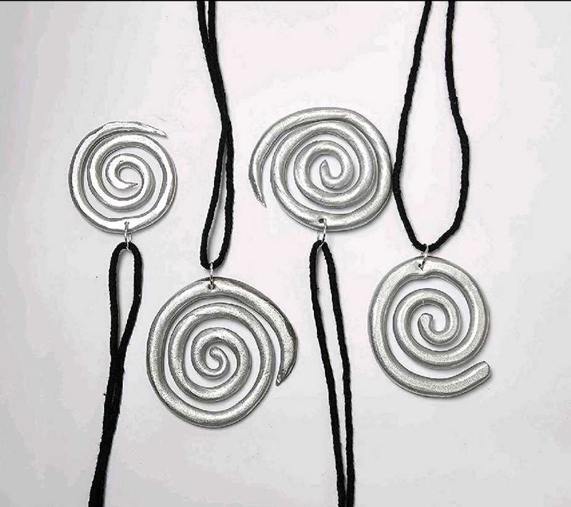 Spiral Silver Clay Pendants