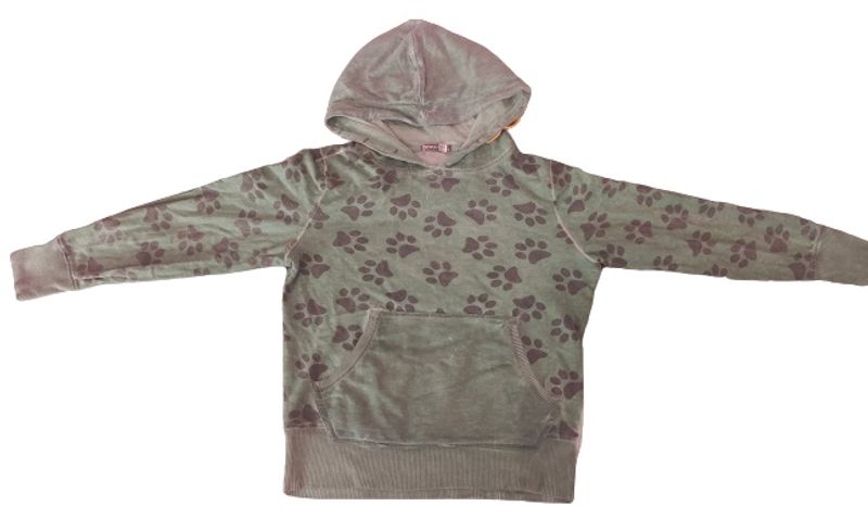 Trendy Army Green Paw Print Hoodie