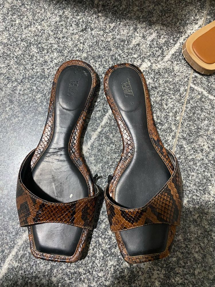 Zara Animal Print Slides