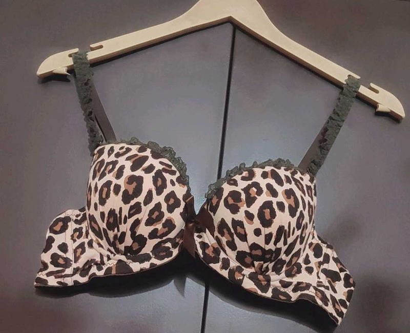 Brown Printed Padded Bra For 34 Bust