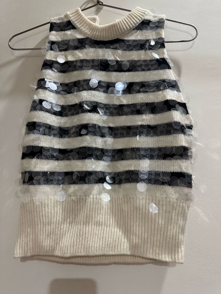 Striped Sequin Knit Top