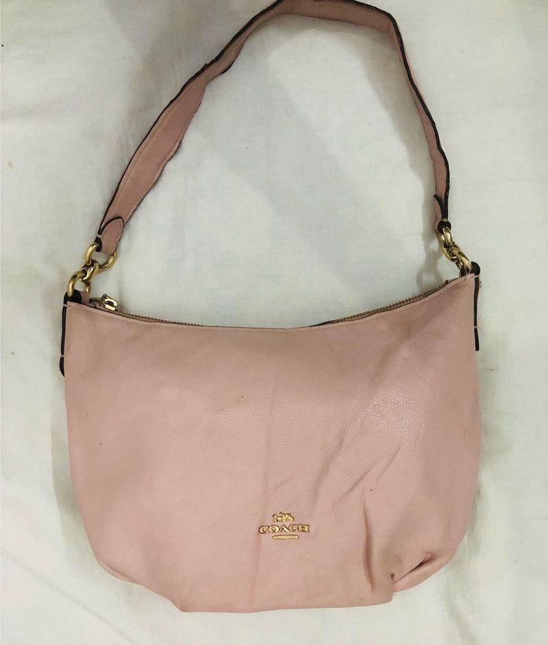 Pink Leather Coach Hobo Bag