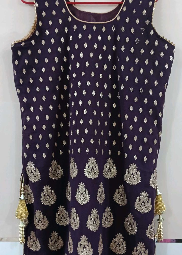 Purple &amp; Gold Embellished Tunic