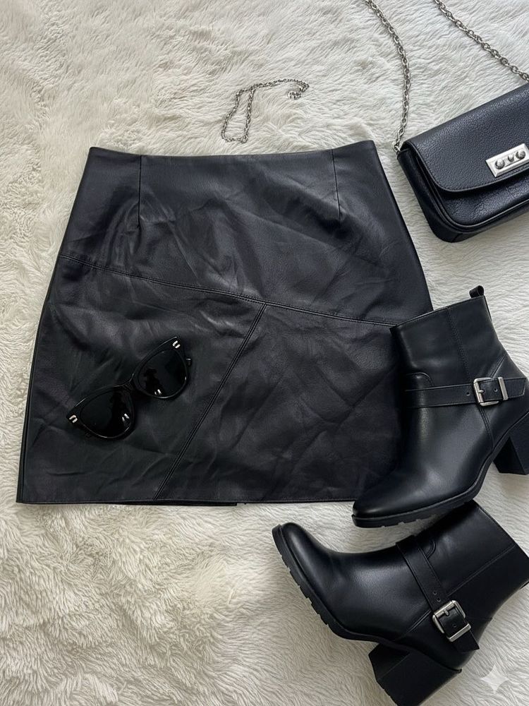 Black Faux Leather Mini Skirt