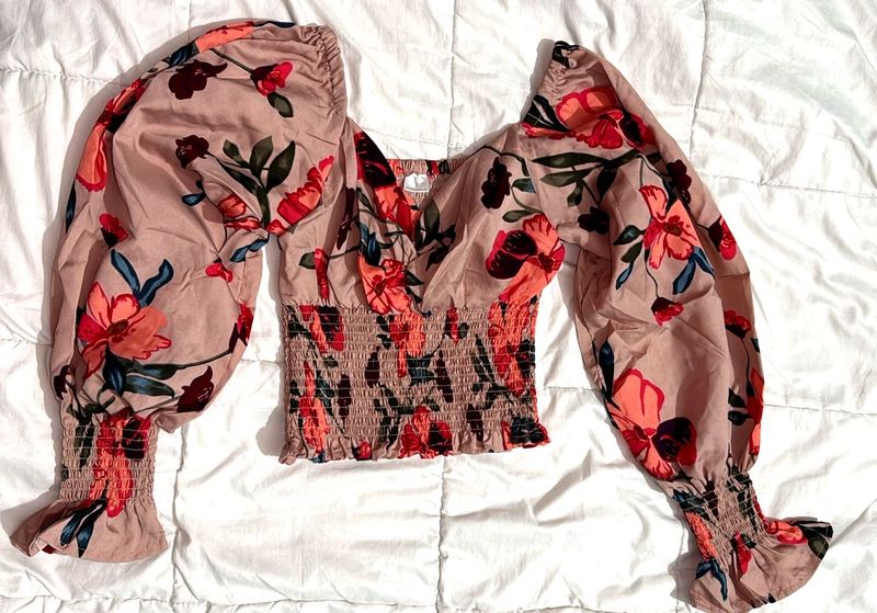 Blush Bloom Puff Sleeve Top
