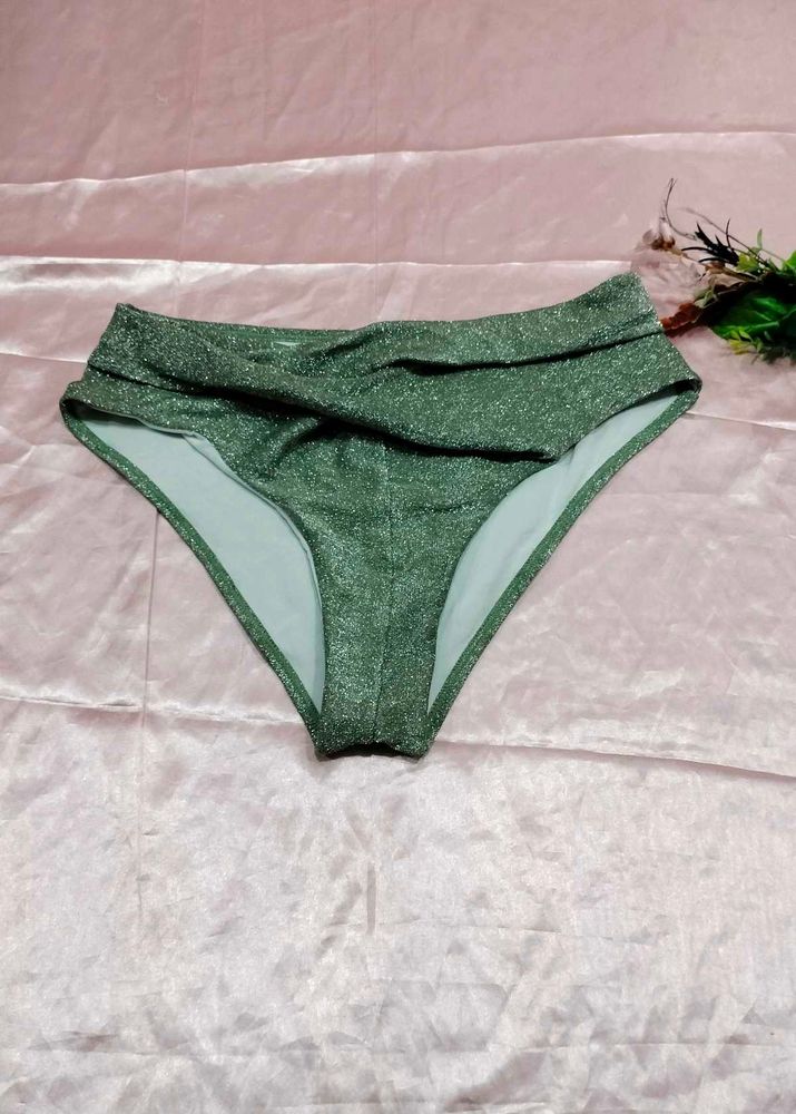 Green Glitter High-Waisted Bikini Bottoms