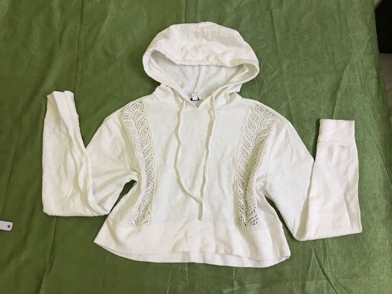 Guess White Hooded Top Fits S/M