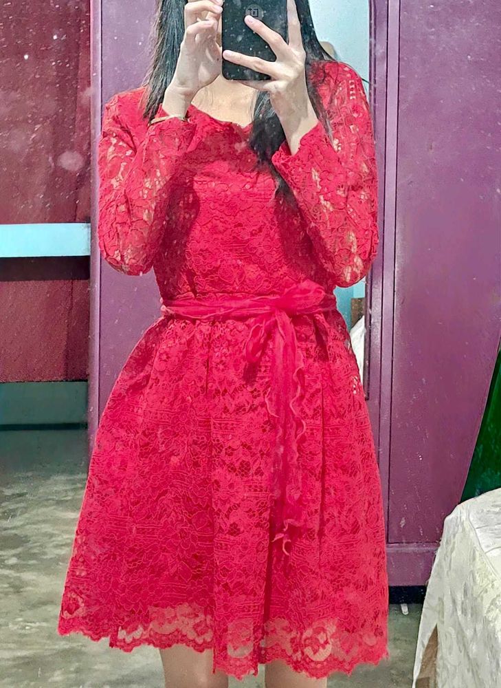 Red Lace Party Dress