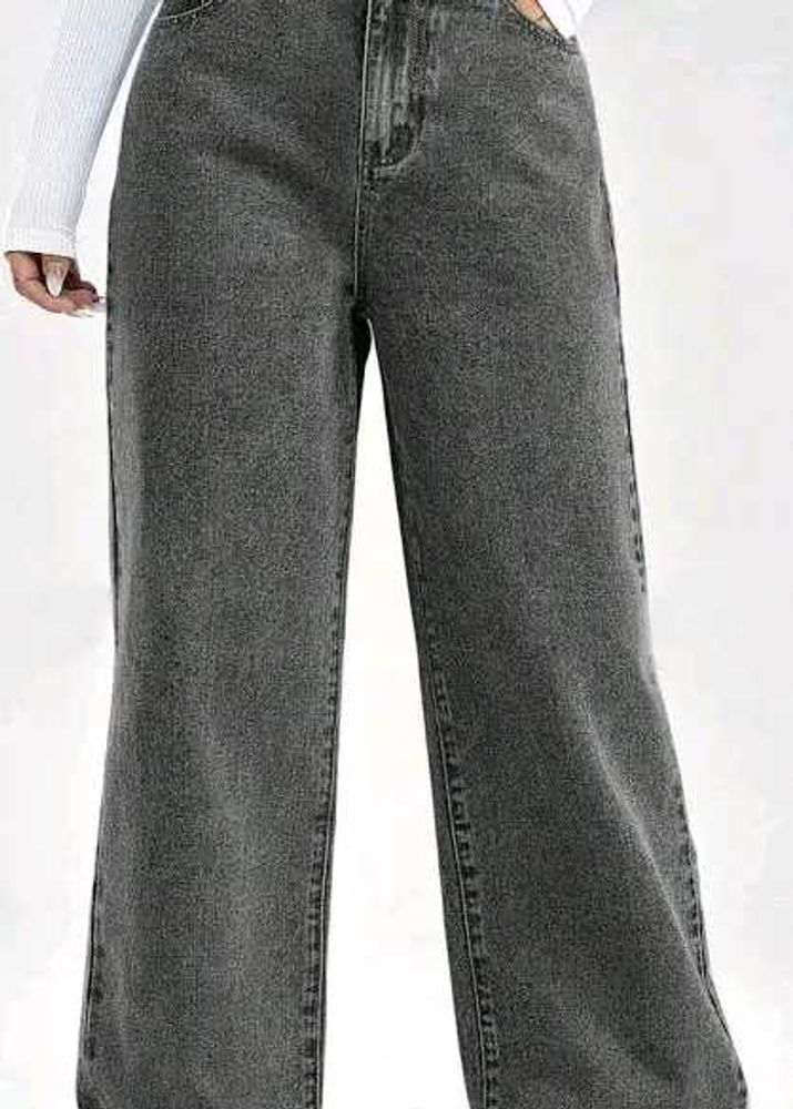 Gray Wide Leg Jeans