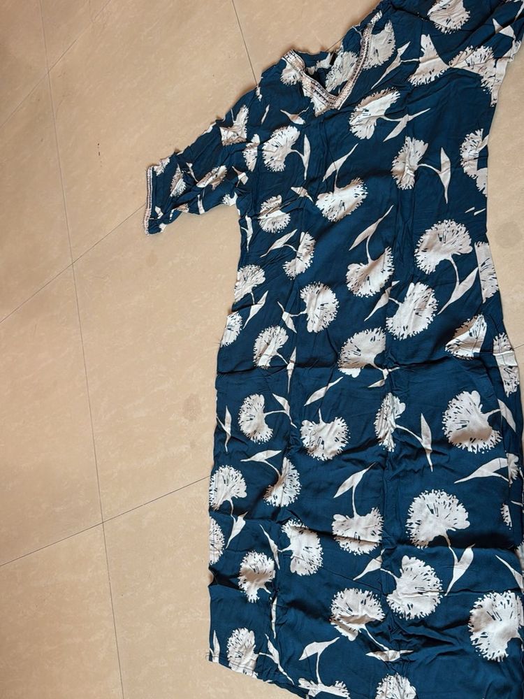 Floral Print Blue Dress