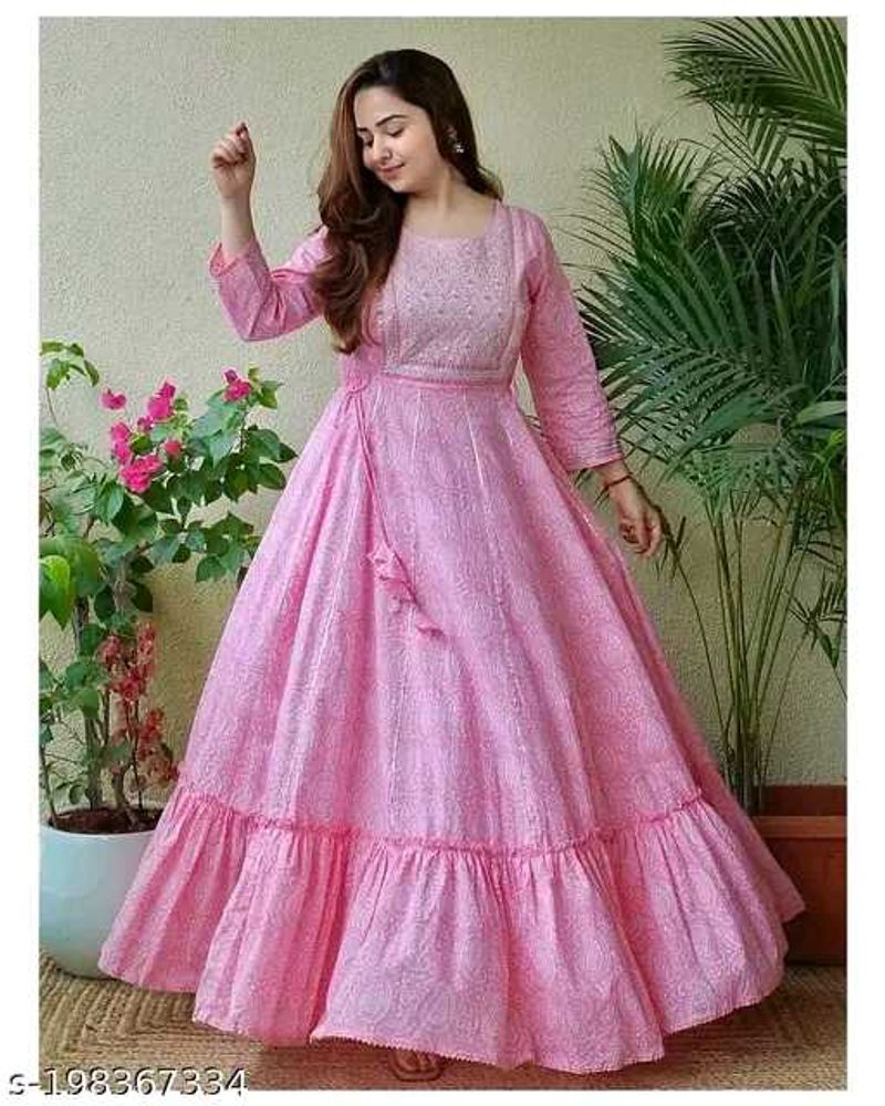 Loomster Women Cotton Anarkali Kurta Gown