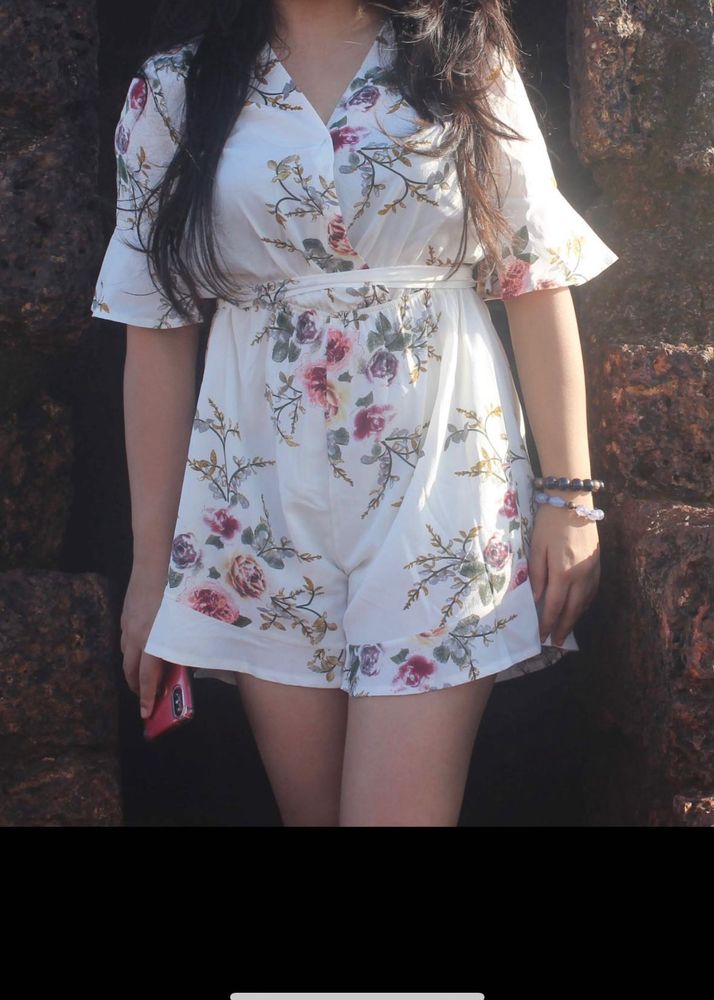 White Floral Playsuit