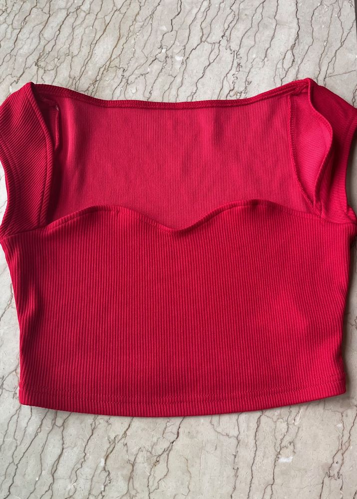Red Ribbed Top