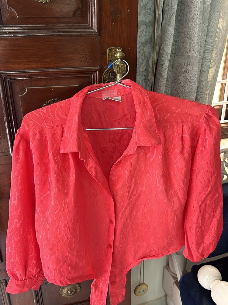 Red Crop Top With A Knot In Front