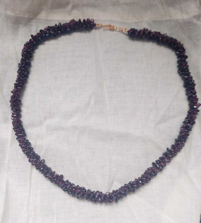 Garnet Chip Necklace with pure silver clasp