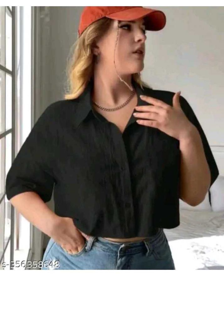 Black Crop Top Shirt