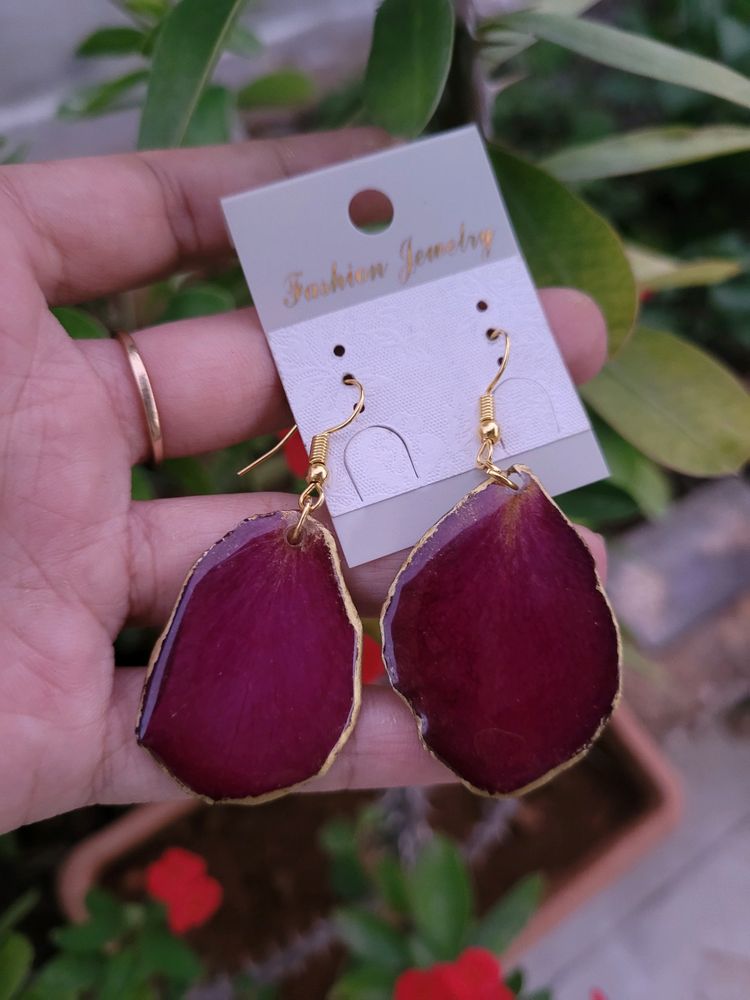 Rose Petal Earrings | Real Flower Jewellery | Handmade
