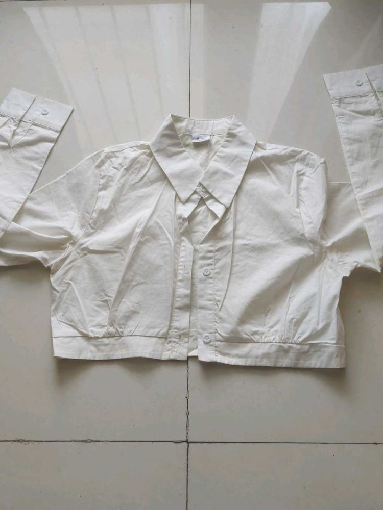 White Cropped Shirt